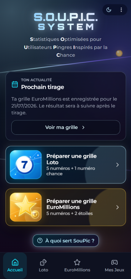 Aperçu de l'application SouPic sur mobile